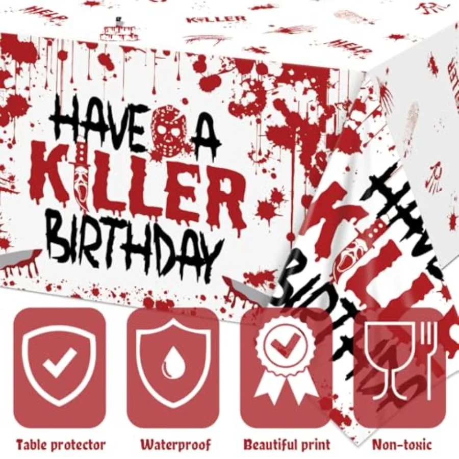 3 قطعة زينة حفلة عيد الهالوين عيد ميلاد مفارش المائدة لديها غطاء طاولة قاتل مستطيل من البلاستيك مخيف Bl