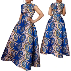 BintaRealWax Weave Hollow Out African Women Dresses Sexy Real Wax Print Clothing Sleeveless Dress for Lady WY1487