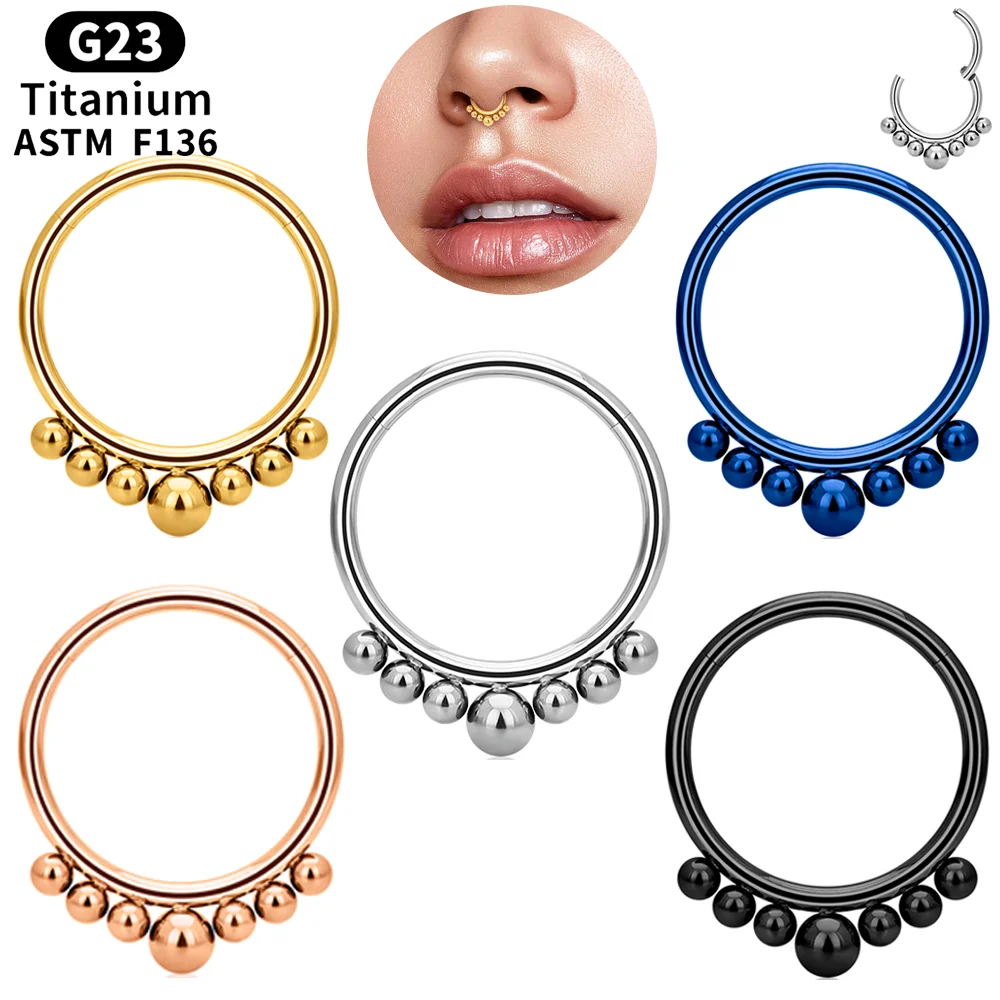 

1pcs G23 Titanium Piercing indian seven dots septum sexy colorful nose ring ear rings helix cartilage Body Piercing Jewelry