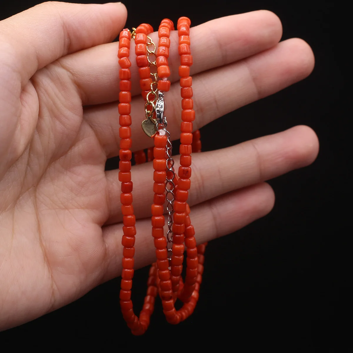 

3mm Square Women's Natural Coral Beading Reiki Energy Healing Jewelry DIY Production Necklace Bracelet Craft Gift