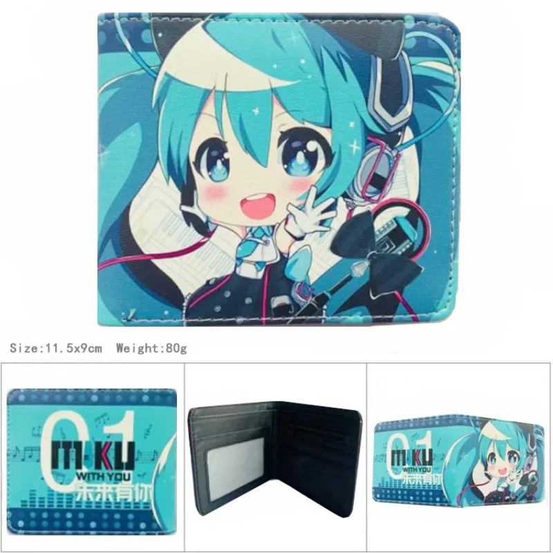 Anime Hatsune Miku PU Leather Wallets Kawaii Short Purse Wallet Photo Card Holder Cartoon Virtual Singer Manga Coin Purse Gifts