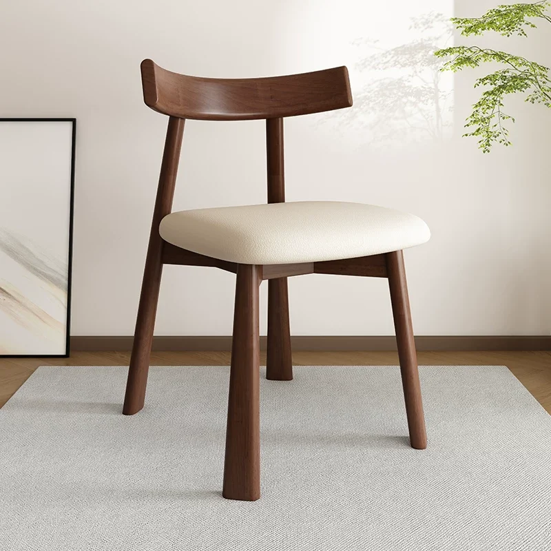 tq-Nordic Style Solid Wood Dining Chair Upholstered Kitchen Living Room Accent Chair Modern Ergonomic Backrest Chair for Home-