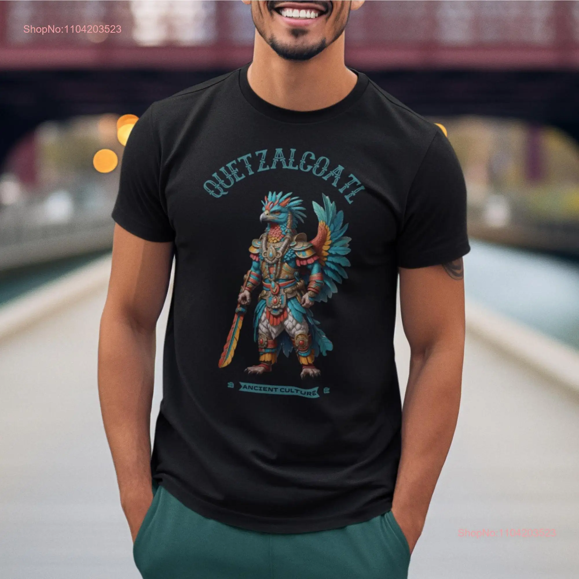 Discover the Mayan Mystique in this Quetzalcoatl T shirt Feathered Serpent Men's Garment long or short sleeves