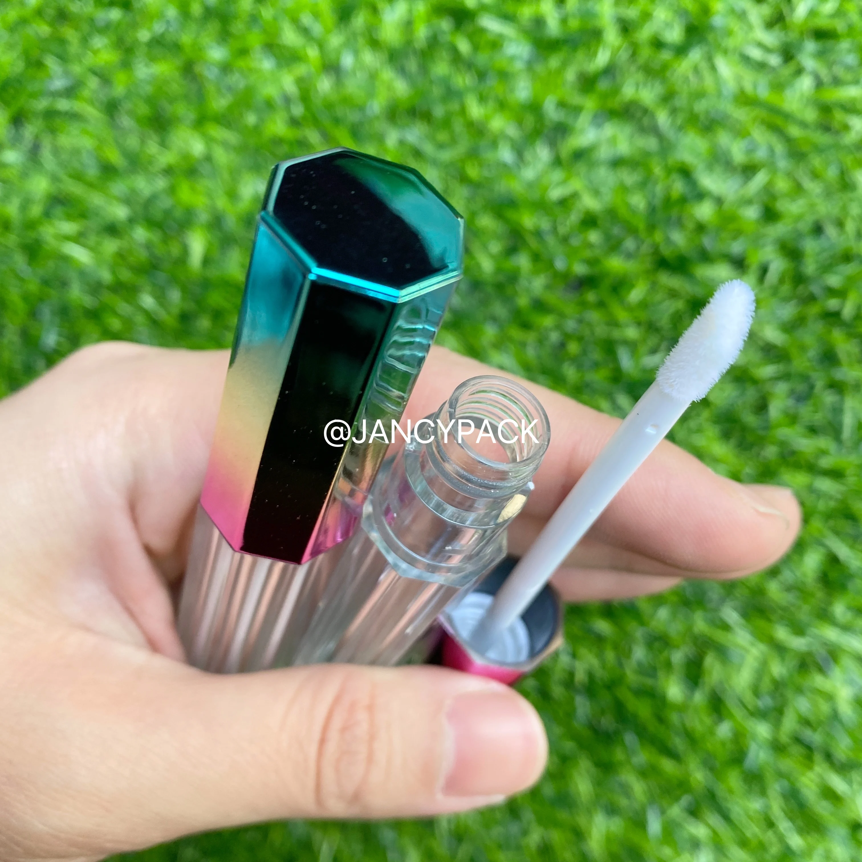 Empty Lip Gloss Tube Octagonal Gradient Plastic Refillable Bottles Transparent Lipgloss Packing Container Lip Glaze Tubes