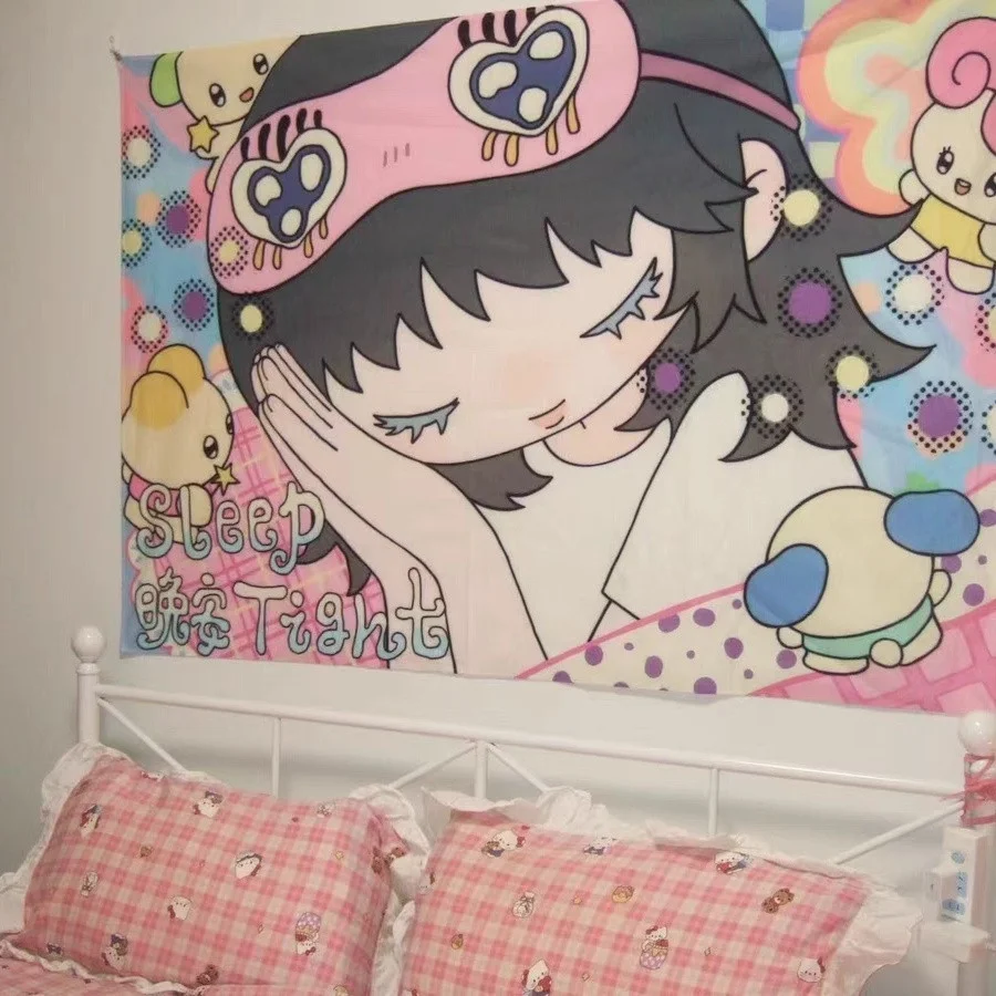 1 Stück kawaii Original Anime-Wandteppich, niedliches Göttinnenbild, Traumkern-Elemente, romantischer Wandbehang