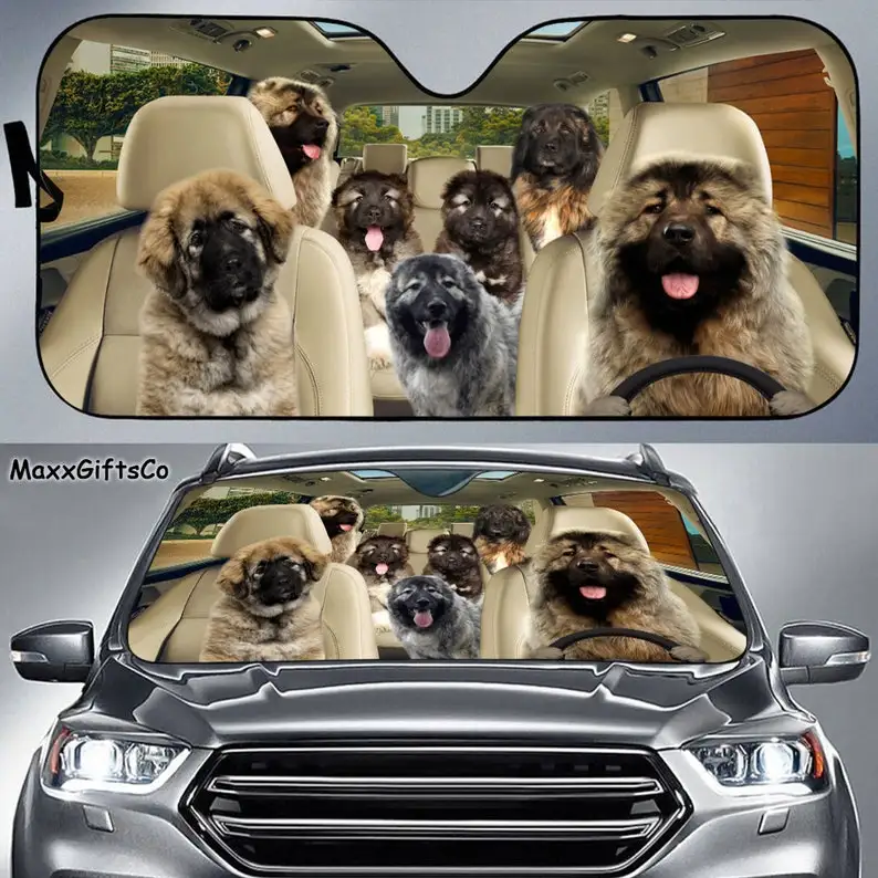 

Caucasian Shepherd Car Sun Shade, Caucasian Shepherd Windshield, Dogs Family Sunshade, Dogs Car Accessories, Car Decoration