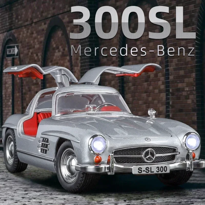 1:24 Mercedes-Benz 300SL Alloy Car Model Diecasts Metal Toy Classic Car Model Sound Light Collection Childrens Gifts christmas