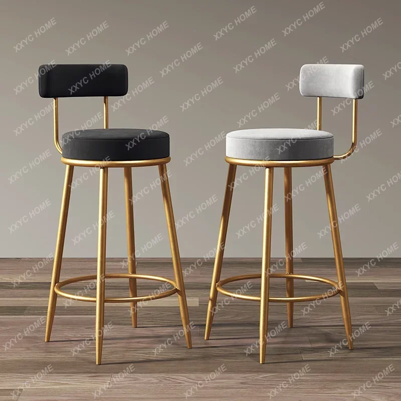 

Gold Metal Counter Bar Stools Kitchen Luxury Designer Backrest Bedrooms Bar Chair Computer Party Home Furniture