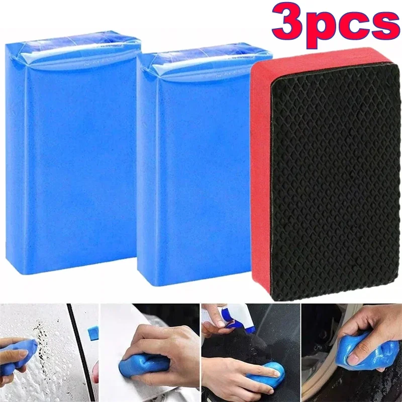 3PCS Car Clay Bar Detailing Auto Car Clean Wash Cleaner Sludge Mud Remove Magic  Car Cleaning Car Brush Car Accessories