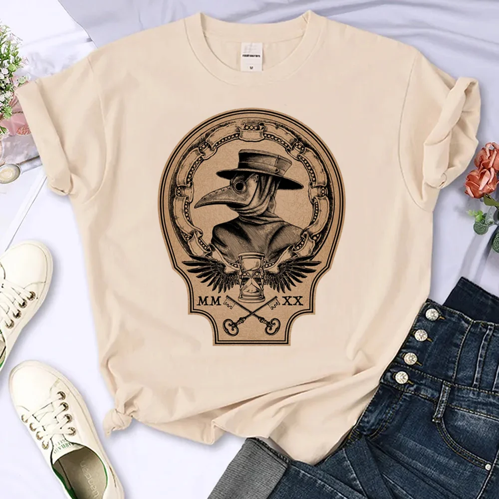 Vintage Plague Doctor Tee women harajuku designer manga t shirt girl streetwear clothes