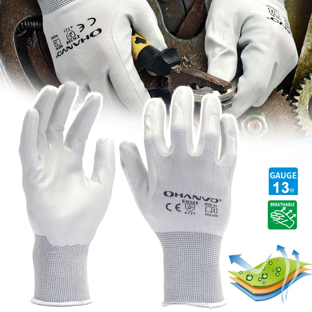 NQ300 Smooth Nitrile Coated Work Gloves Thin Lightweight Non‑Slip Wear Resistant for Precision Assembly Handling #0727