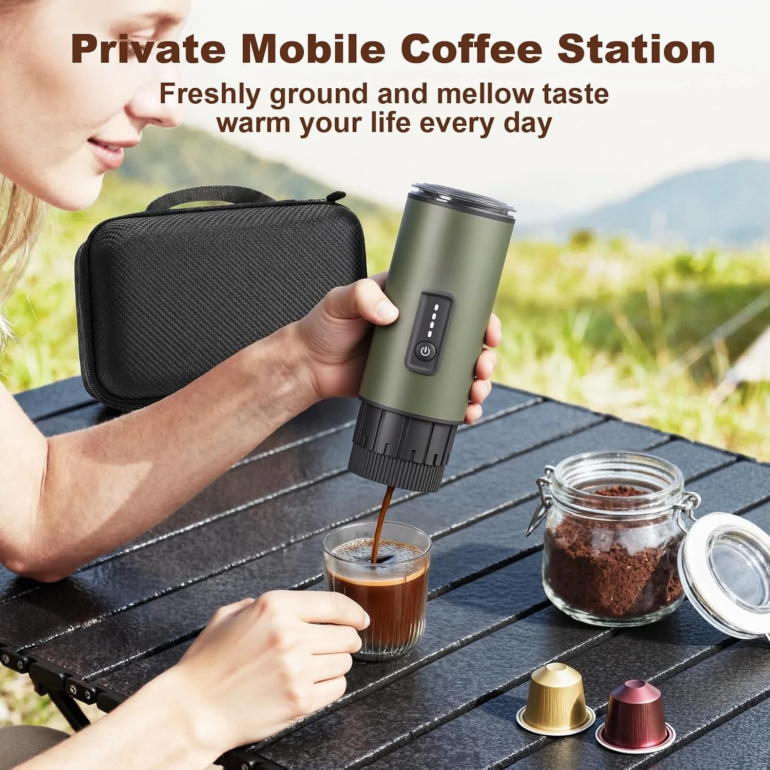 2026 New Upgrade Portable Espresso Maker, 3 In 1 Coffee Maker Set With Carrying Bag And Coffee Stand, Coffee Machine Works With