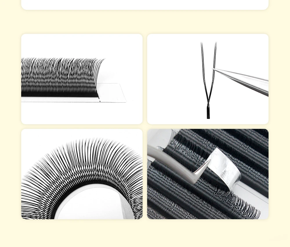 LUKATME U-YY Wimpernverlängerungen, flauschige, wispy, vorgefertigte Fächer, Schwarz/Braun, C/D-Curl, Easy Fan 2D UU Wimpern 8-15mm für den Salon – Detail 3