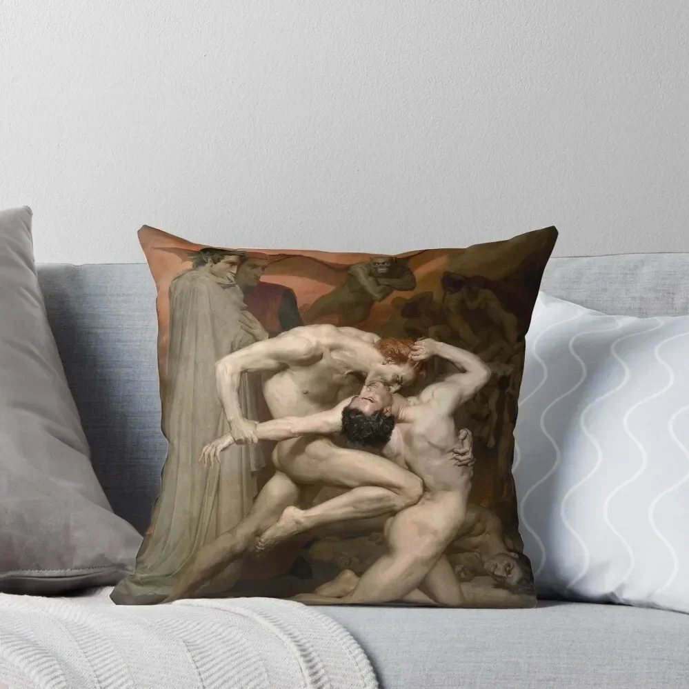 Dante and Virgil in Hell, by William Bouguereau. Throw Pillow Cushion Cover Set christmas pillow case pillow