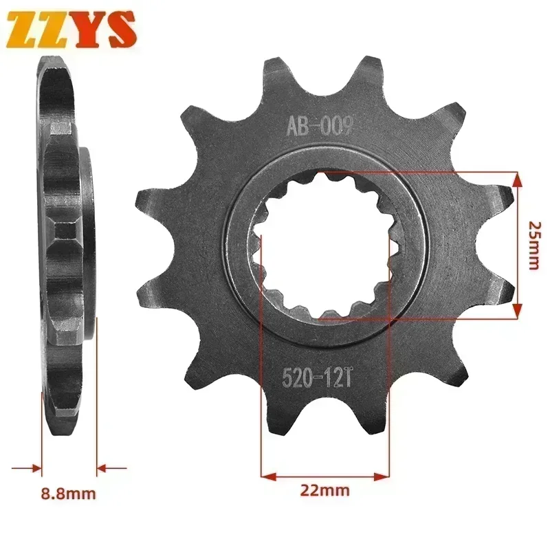 520 12T 12 Tooth Front Sprocket Gear Staring Wheel Cam For KTM 350 EXC-F Six Days CKD 2017-2019 2023 XC-F350 XCF350 XCF XC-F 350