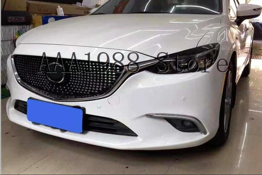 For Mazda 6 Atenza  2017 2018 2019 Car Front Bumper Upper Grille ABS Diamond Grill ABS Cover with Chrome Emblem