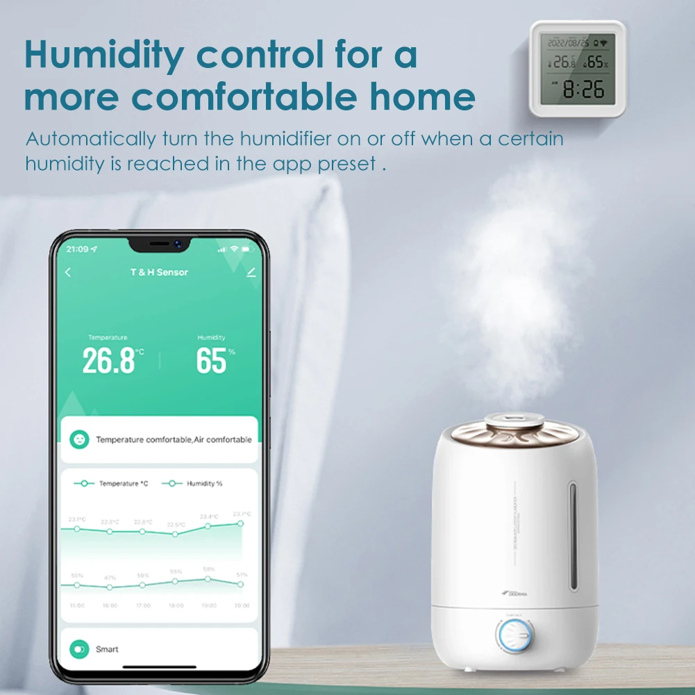 Aubess Tuya WIFI Temperature Humidity Sensor Indoor Hygrometer Thermometer Automation Detector Smart Life Alexa Google Home