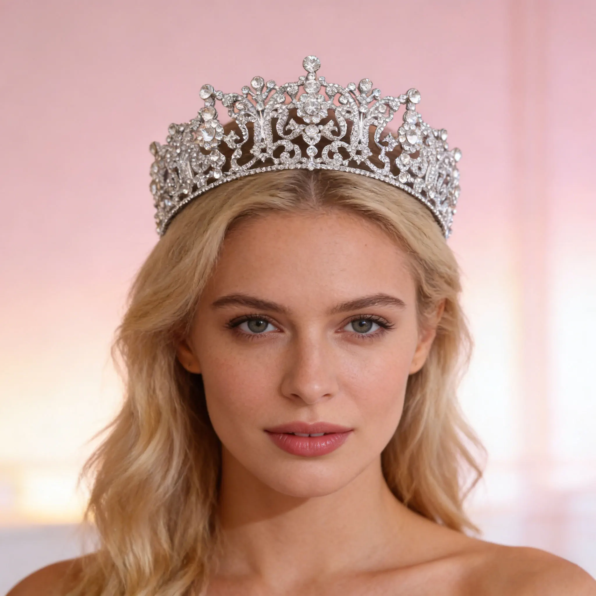 Luxury Royal Crystal Tiara  Silver Rhinestone Wedding Crown for Brides  Prom  Pageant and Quinceanera image 2