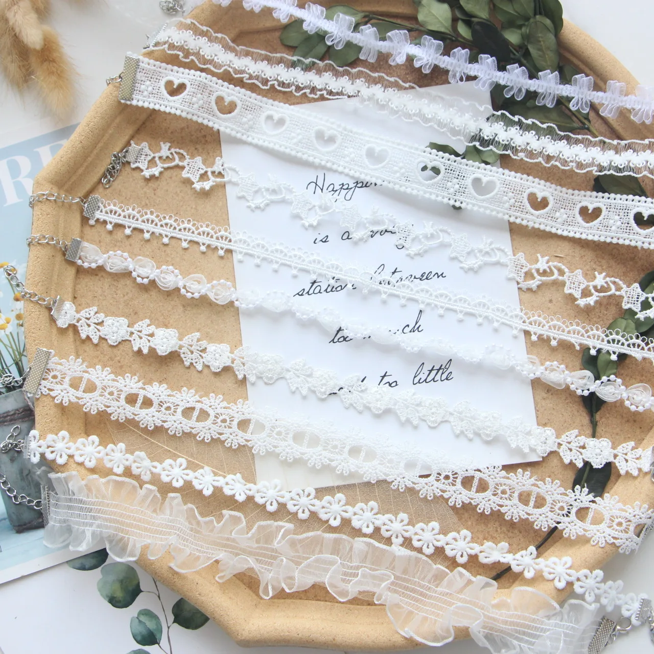 10pcs/set White Color Hollow Flower Lace Choker Necklace For Women Girls New Trendy Colar Wedding Charms Jewelry Accessoires