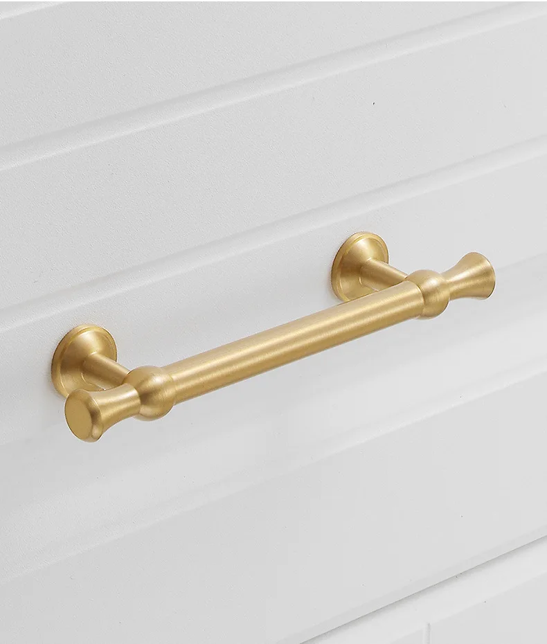 Modern Solid Brass Cabinet Handles Spherical Decor Drawer Pulls and Knobs with Brushed Finish Sleek T-Bar  Handles for Kitchen