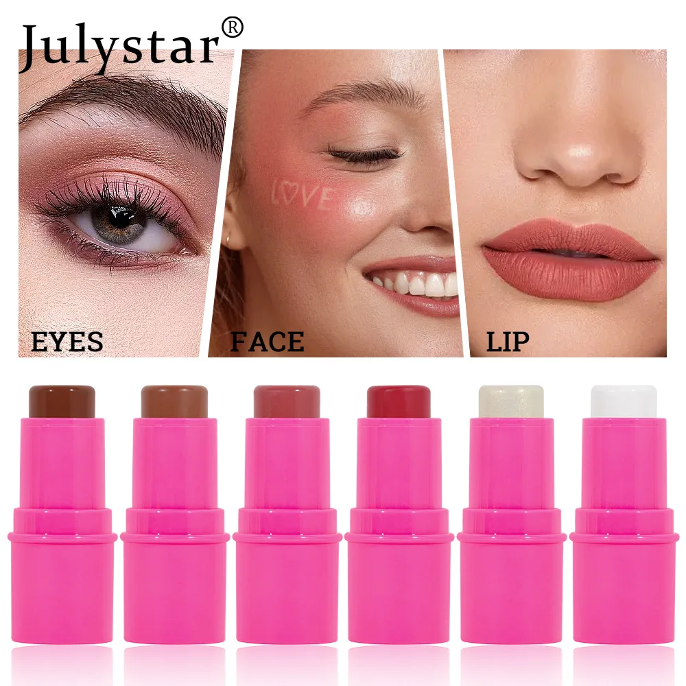 Julystar 6 Kleur Oogschaduw Stick Multi Functionele Hoogglans Contouren Gezicht Lichaam Make-Up Cosmetische Basiscrème Blusher