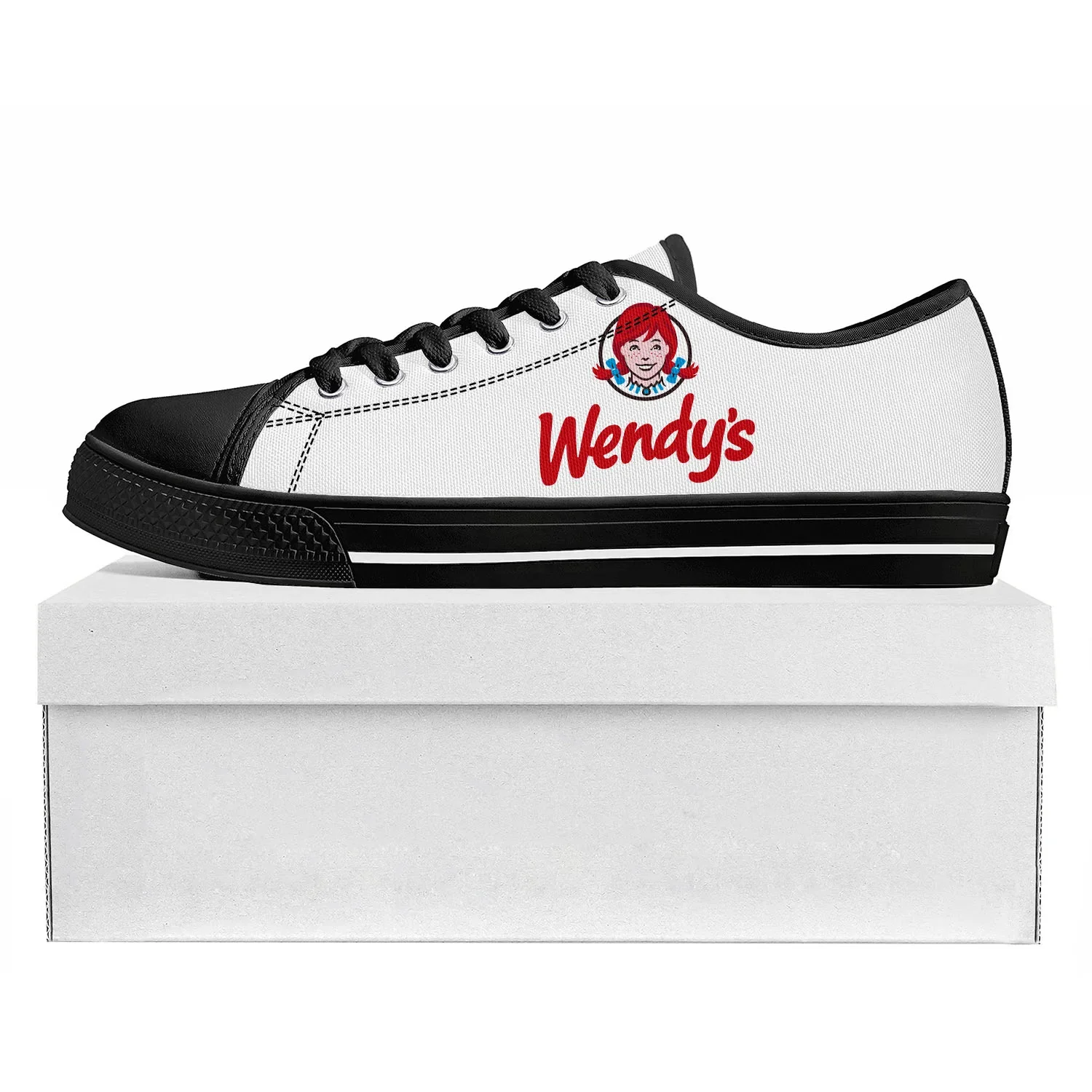 Nieuwe Wendys Fastfood Restaurant Logo Lage Top Hoge Kwaliteit Sneakers Heren Dames Tiener Canvas Aangepaste Sneaker Paar Schoenen