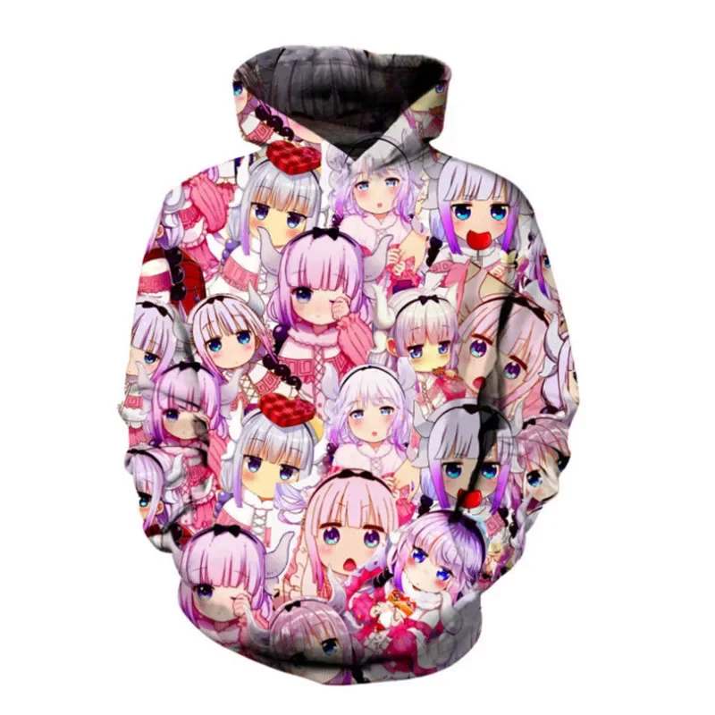 Miss Kobayashi's Dragon Maid 3D Hoodie Cosplay Kanna Kamui Tohru Kobayashi san Chi no Maid Dragon Thin Hoodies Sweatshirt Tops S