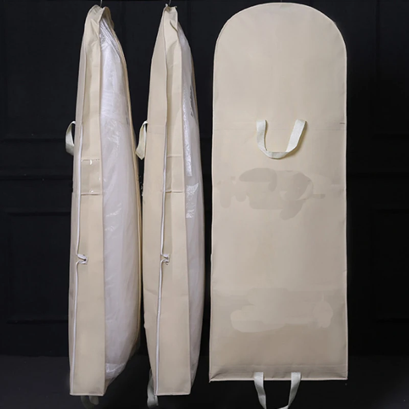 180cm Breathable Wedding Dress Garment Bags Hanging Clothes Dust Cover Storage Travel Bag Foldable Evening Gown Protective Cover