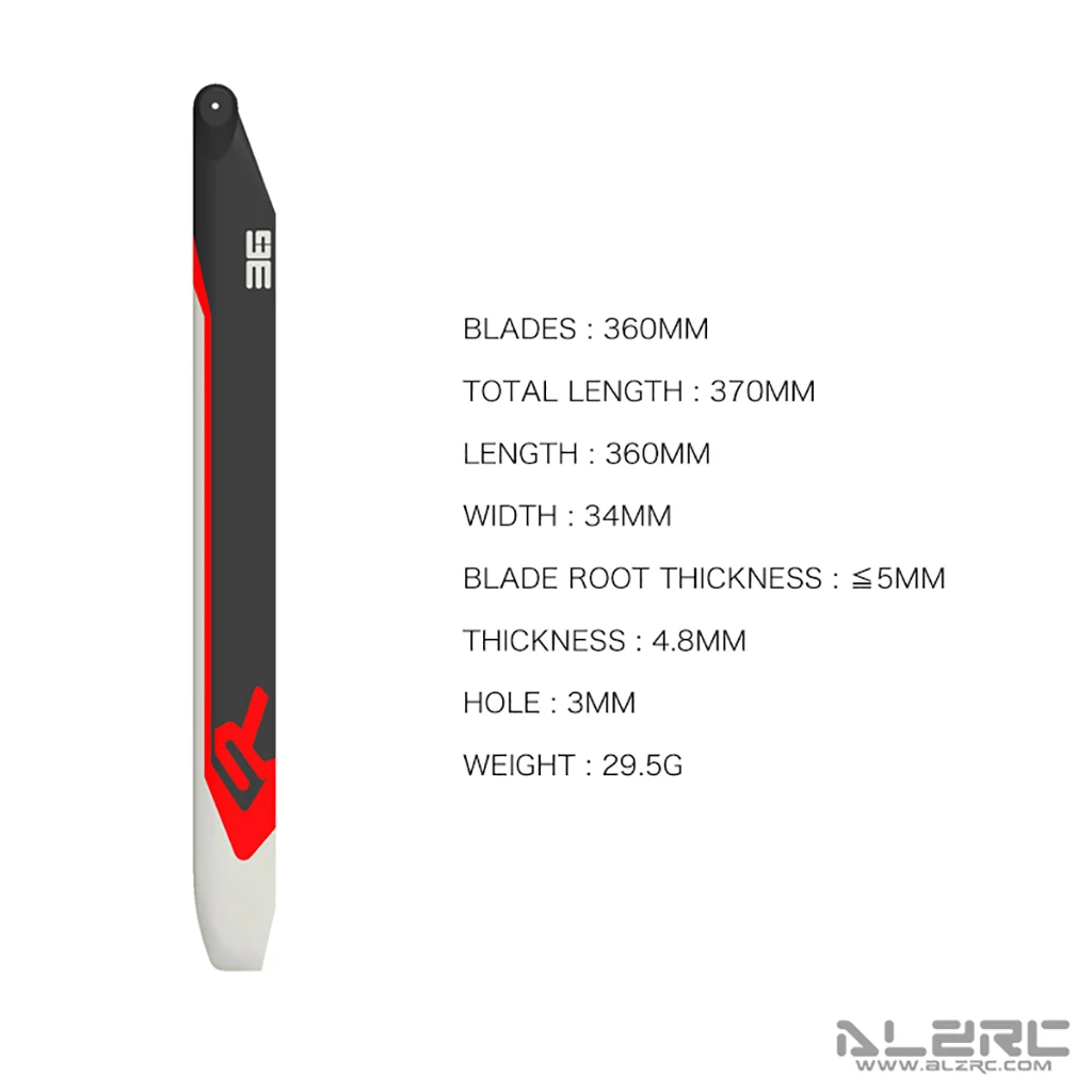 ALZRC Neue R Serie 360 MM 380 MM 420 MM 520 MM 700 MM Carbon Faser Haupt Schwanz paddle Für Alzrc 420 R42 RC Hubschrauber Extreme 3D Flug – Detail 2