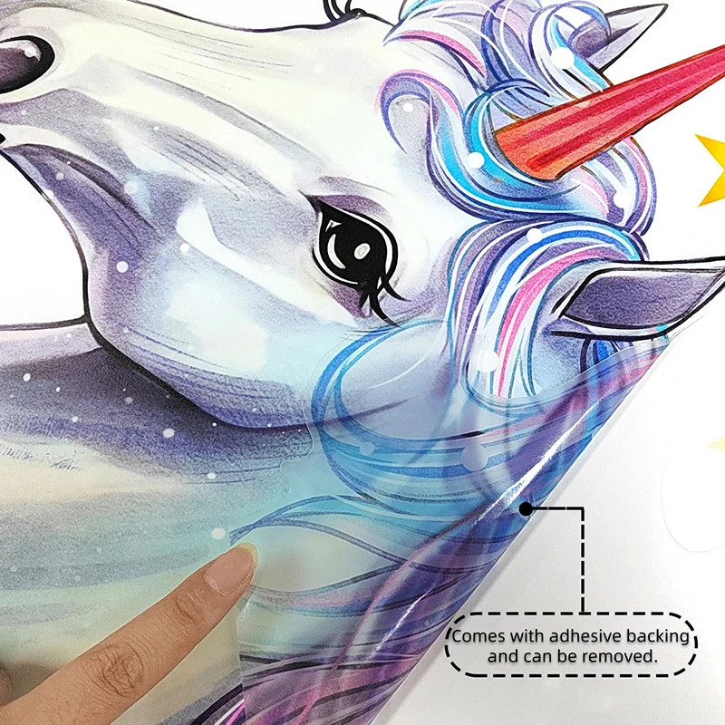 Cartoon Meteor Rainbow Unicorn Wall Sticker DIY Vinyl Gold Stars Decals Self-adhesive for Kids Room Baby Room Nursery Wall Decor view 6