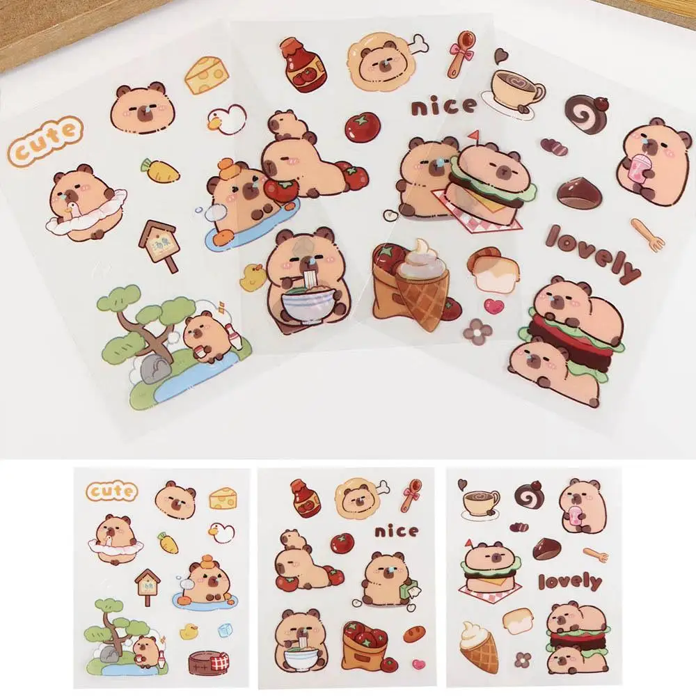 5pcs Capybara Orange Capybara Stickers Funny Fashion Swimming Capibara Stickers Coffee DIY Cartoon Kapibara Stickers Toddlers