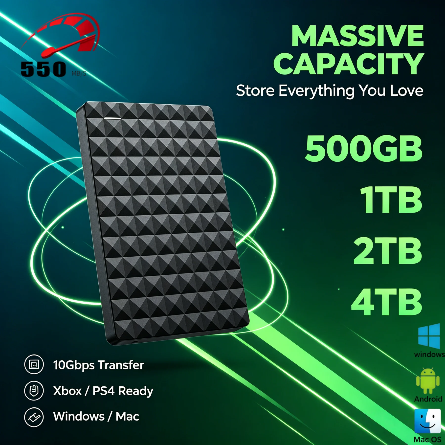 Game Media Data Storage Portable External Hard Drive 2.5 USB 3.0 Fast Transfer HDD 1TB 500GB 4TB 2TB Ultra