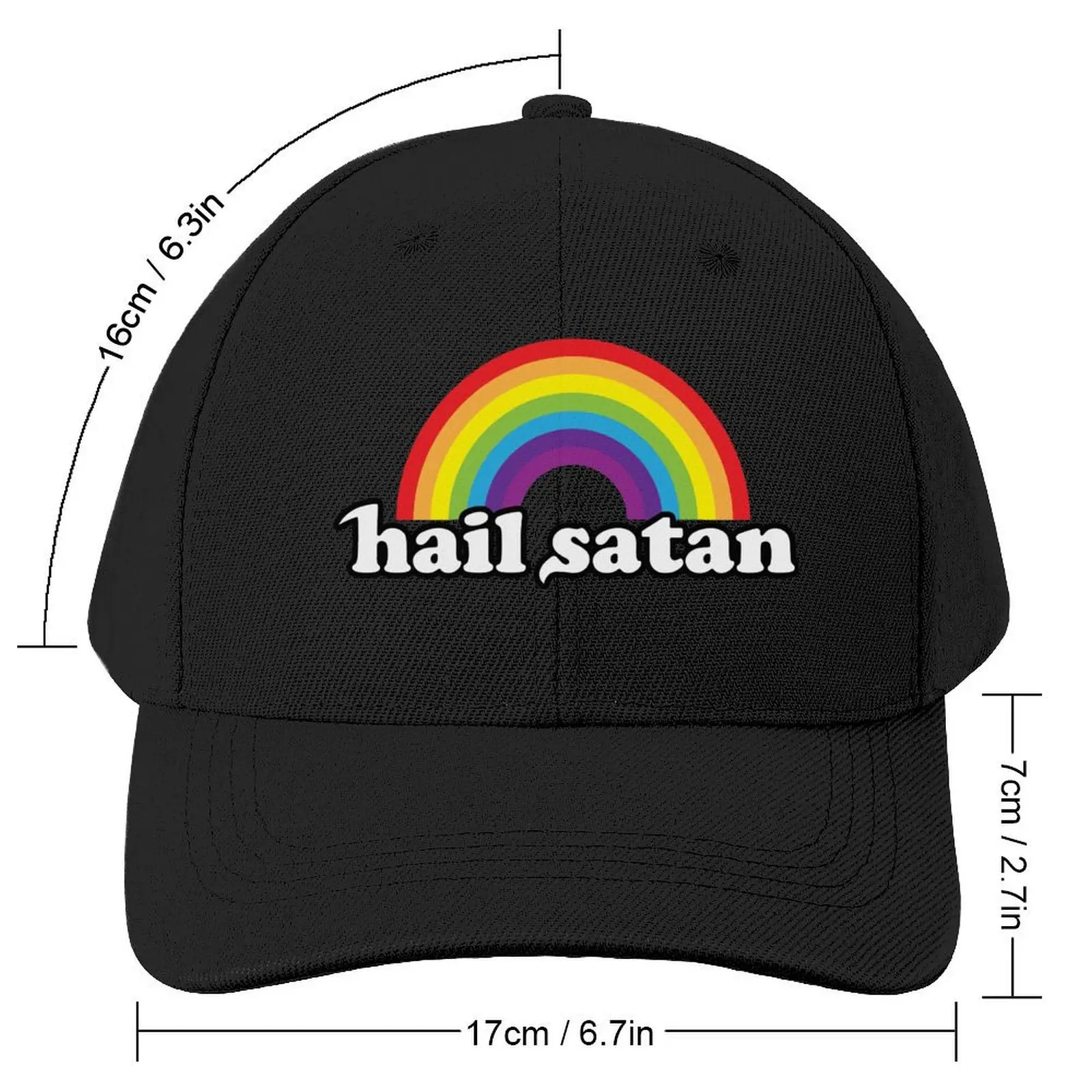 Hail Satan Rainbow Baseball Cap Custom Cap Anime Trucker Hats For Men Women's