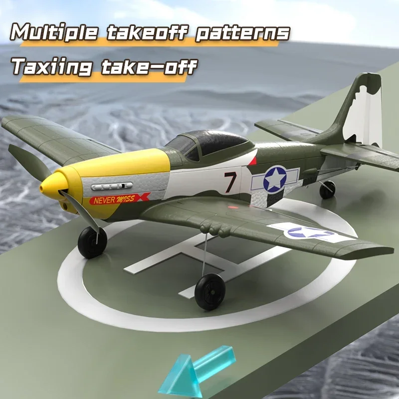 Радиоуправляемый самолет P51 Mustang, 2,4G, 4 канала, 6 осей, 410 мм, размах крыльев, пенопластовый истребитель, один ключ, пилотажный RTF, планер, игрушки, подарки