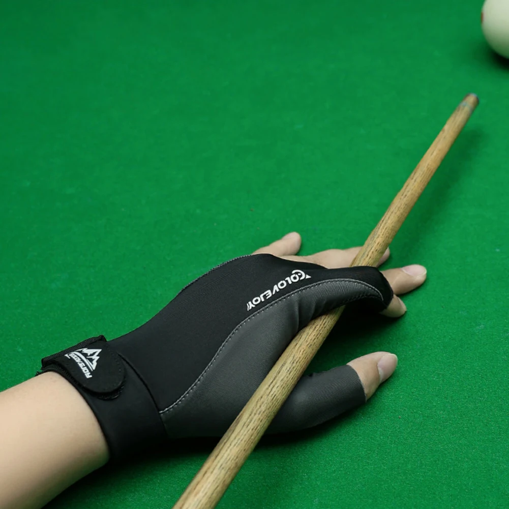 Billiard Gloves Three Finger Gloves Anti-Slip Open Finger Gloves Men Women Left Hand Adjustable Snooker Pool Gloves Accessories