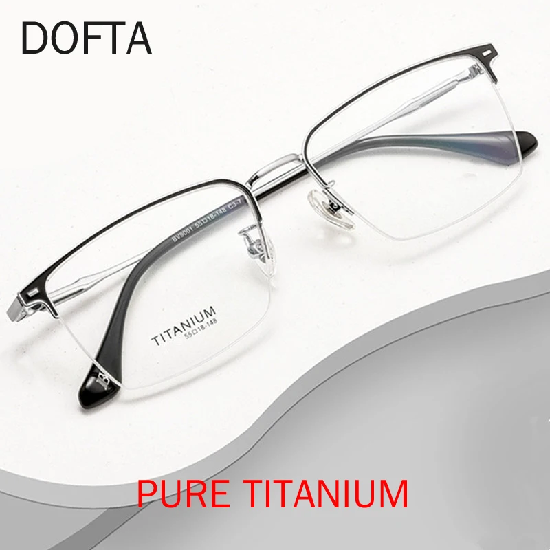 

DOFTA Titanium Alloy Prescription Glasses Frame Men Square Myopia Eyeglasses Frames Half Rim Optical Male Eyewear 5863