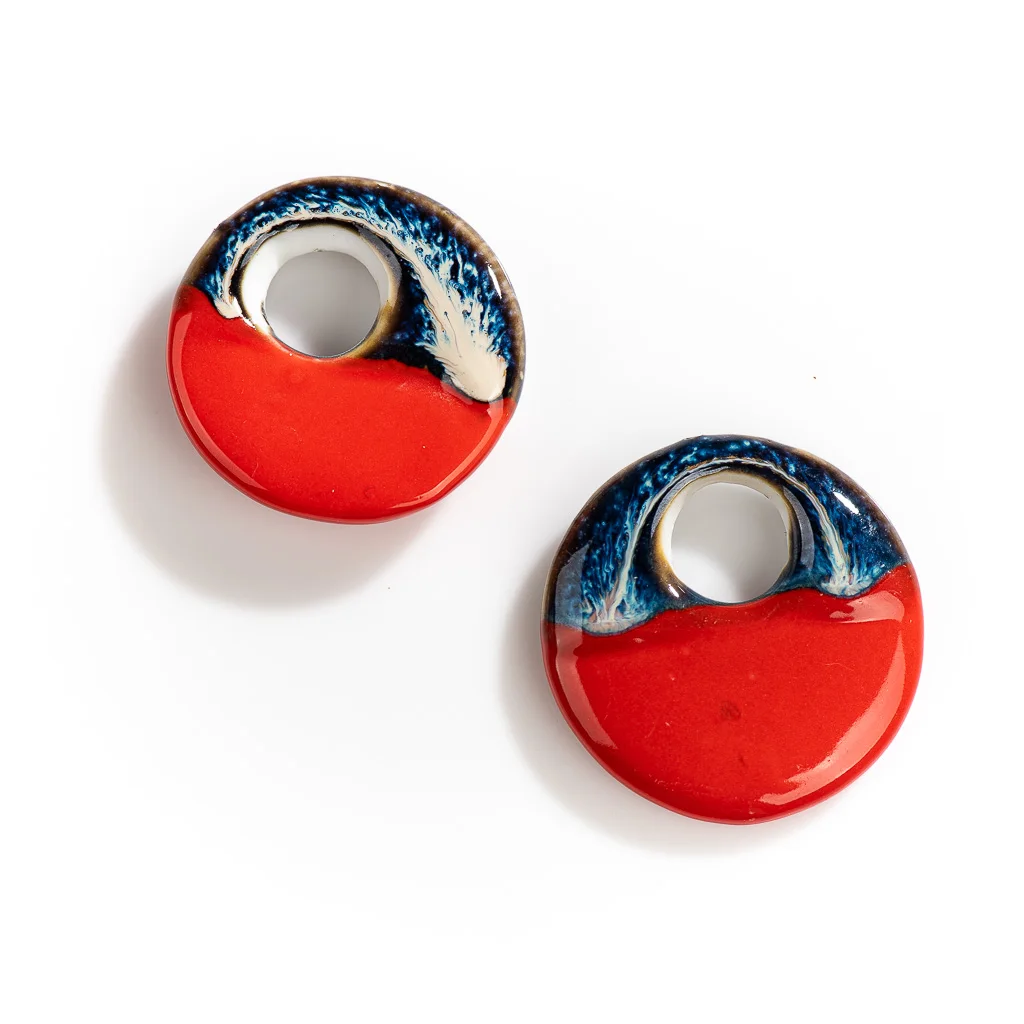 35#2pcs Pottery Multicolor Ceramic Abstract Pendant Beads Bohemia Jewelry DIY Necklace Making Vintage Accessories #XN151