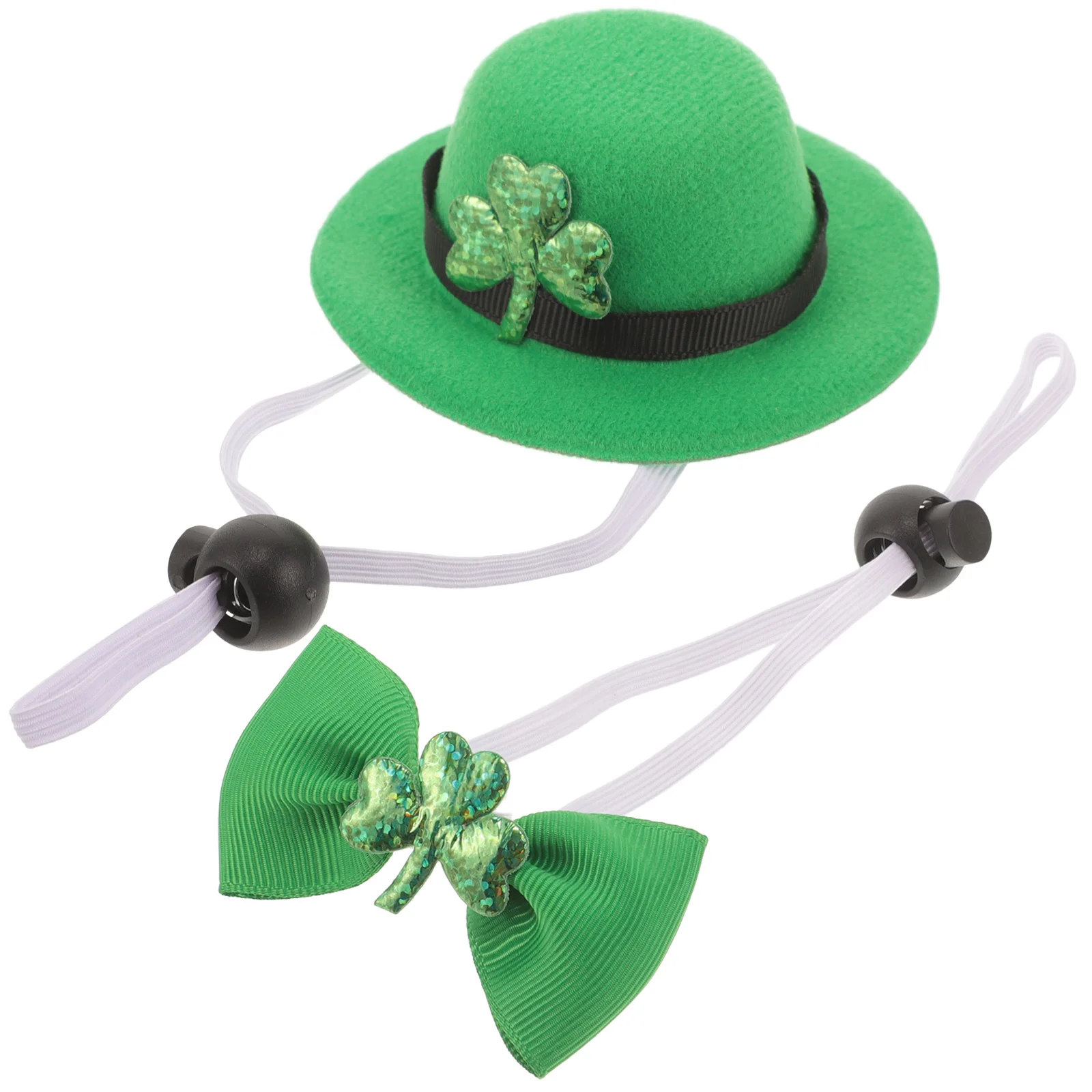 Fantasia de trevo de poliéster para animais de estimação, chapéu, gravata, coleira, dia de St Patrick, cachorro, gato, roupa superior, roupas de arco, acessórios fofos, festa irlandesa