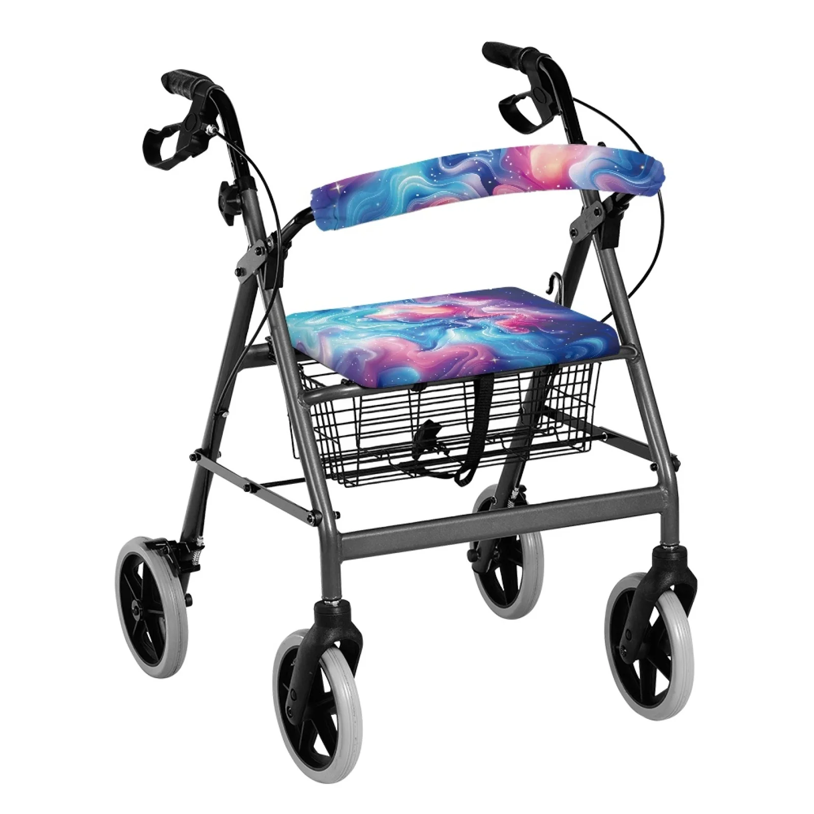 Coloranimal Washable Easy Install 2 Pcs Rollator Seat Cover for Women for Outdoor Color Fluid Design