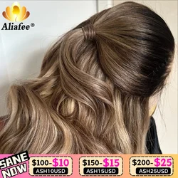 Balayage Highlight Wig Human Hair 13X6 Lace Frontal Wigs Pre Plucked Body Wave Lace Front Wigs for Women Blonde Human Hair Wigs