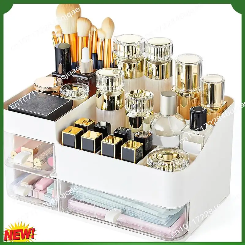 

A48I 1 Piece Makeup Organizer Vanity Organizer With Pull Out Drawer Capacity Cosmetic Storage Plastic Makeup Brush Holder Organi