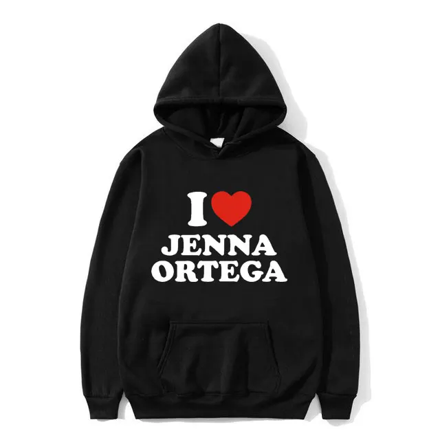 I Love Jenna Ortega Graphic Print Oversized Hoodie Men's Hip Hop Pullover Sweatshirt Men Women Fashion Casual Streetwear