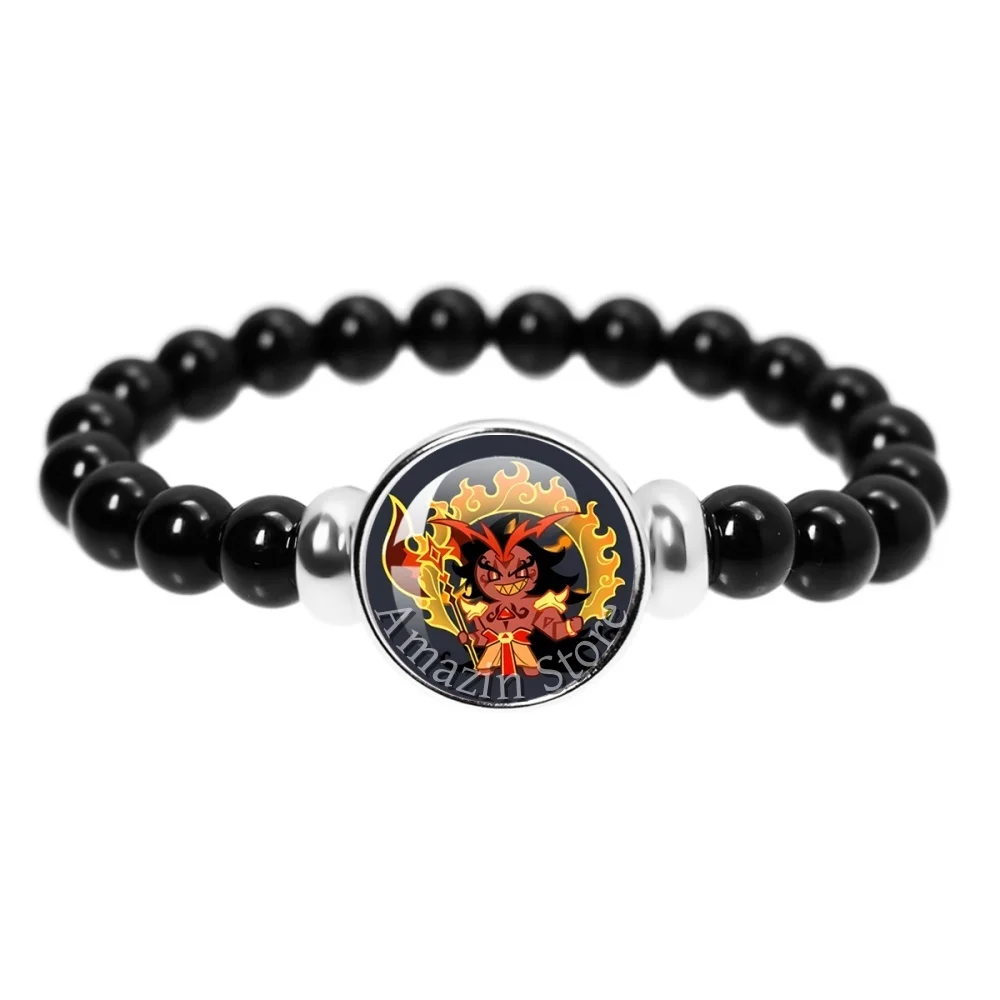 Hot Sales Game Cookie Run Kingdom Ancient Beast Shadow Milk Cookie Handmade Glass 18mm Black Bead Bracelets Jewelry Fans Gift