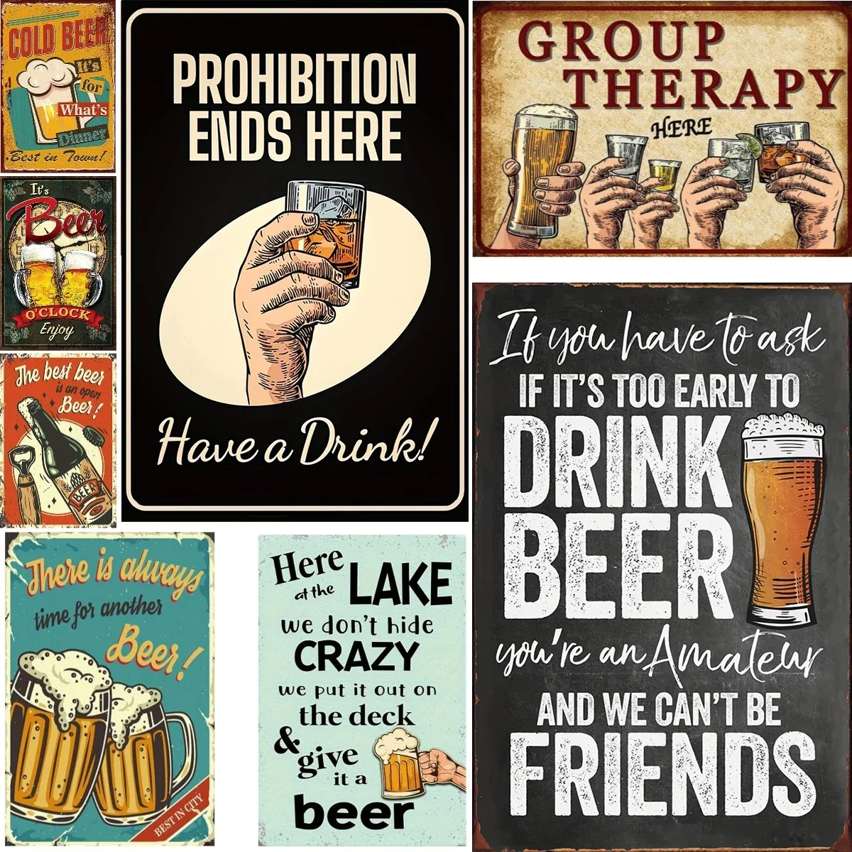 1Pc Vintage Interesting Beer Metal Aluminum Signs Plate Retro Iron Poster Caf Bar Clubs Pubs Men's Cave Bars Decoration 20x30 Cm