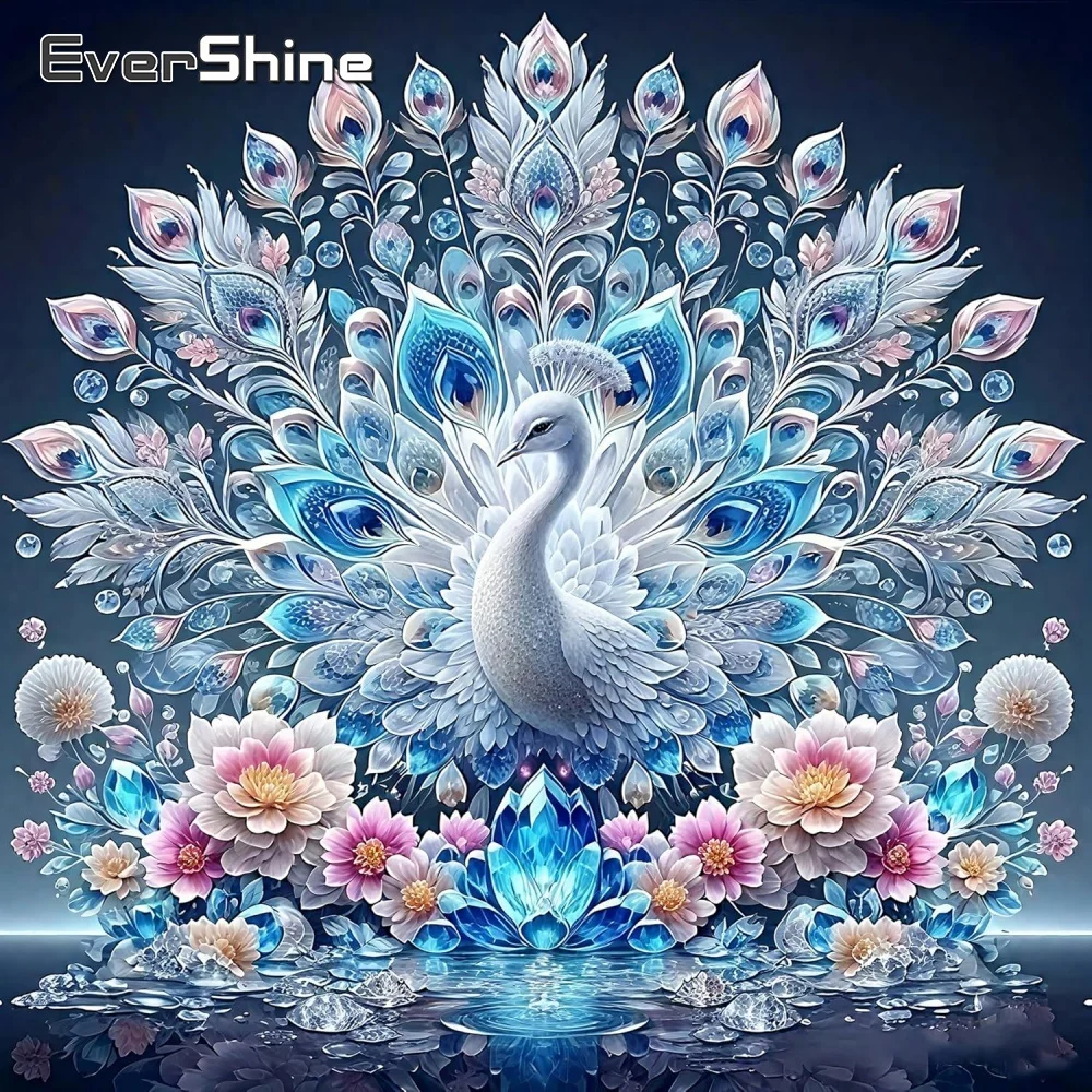 Evershine DIY Animal Diamond Painting Peacock Mosaic Acrylic Craft Supplies Embroidery Flower Cross Stitch Kits Holiday Gifts