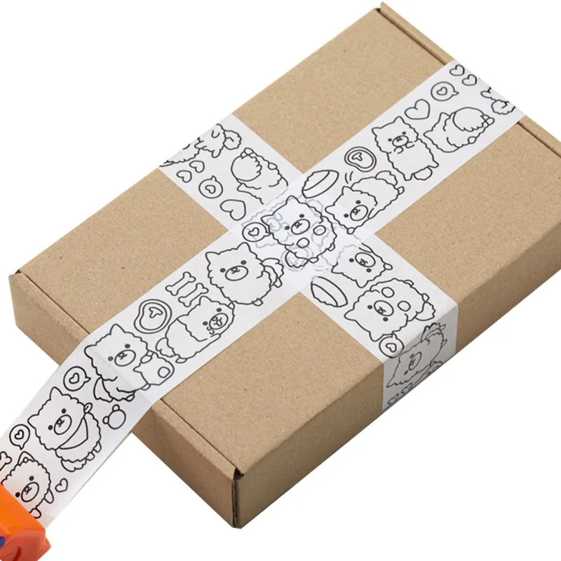 Leuke Hond Print Verpakking Tape 4.5Cm X 100M Transparante Tapes Self Sealing Tape Voor Gift Box Koerier Pakket levert