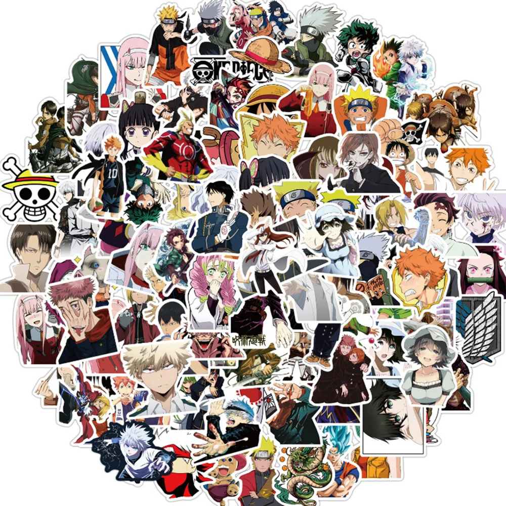 10/30/50/100pcs Mixed Anime Cartoon Stickers Jujutsu Kaisen Attack on Titan Sticker Luggage Phone Laptop Cool Decals Decoration