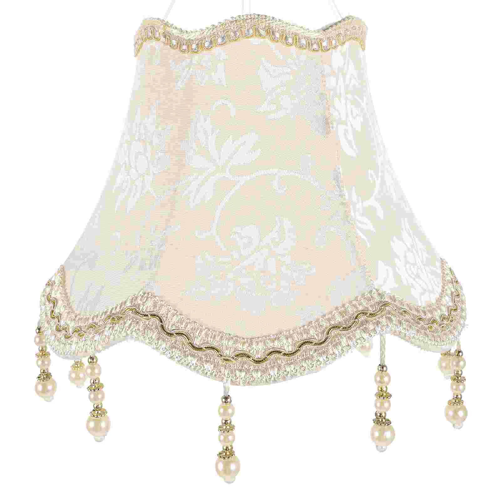 Jacquard Lampshade Shades Tassel for Table Fabric Floral Decor Decorative Bedside Desk Floor Light Cloth Replacement