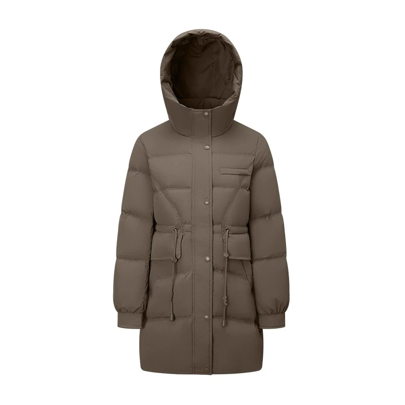 Chericom jaquetas femininas 2025 inverno novo em casacos de comprimento médio com capuz com cordão emagrecimento casacos de inverno feminino y309158y