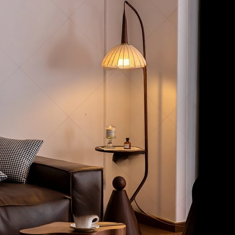

French antique living room floor lamp shelf integrated